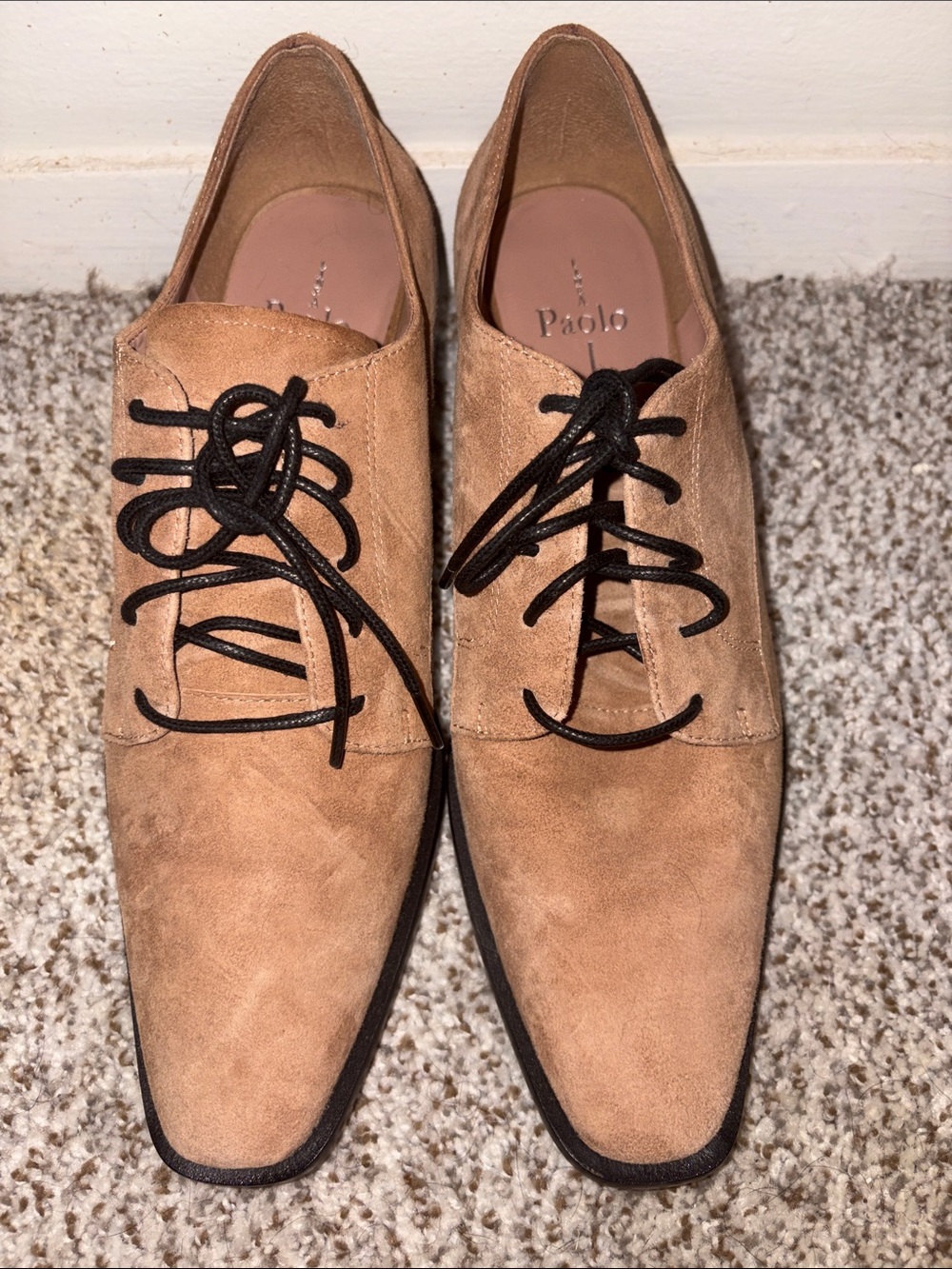 Paolo Tan Suede Derby Oxfords with Black Laces